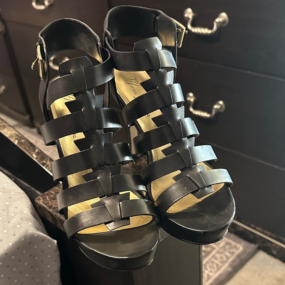 Marc Fisher Black Strappy Heels